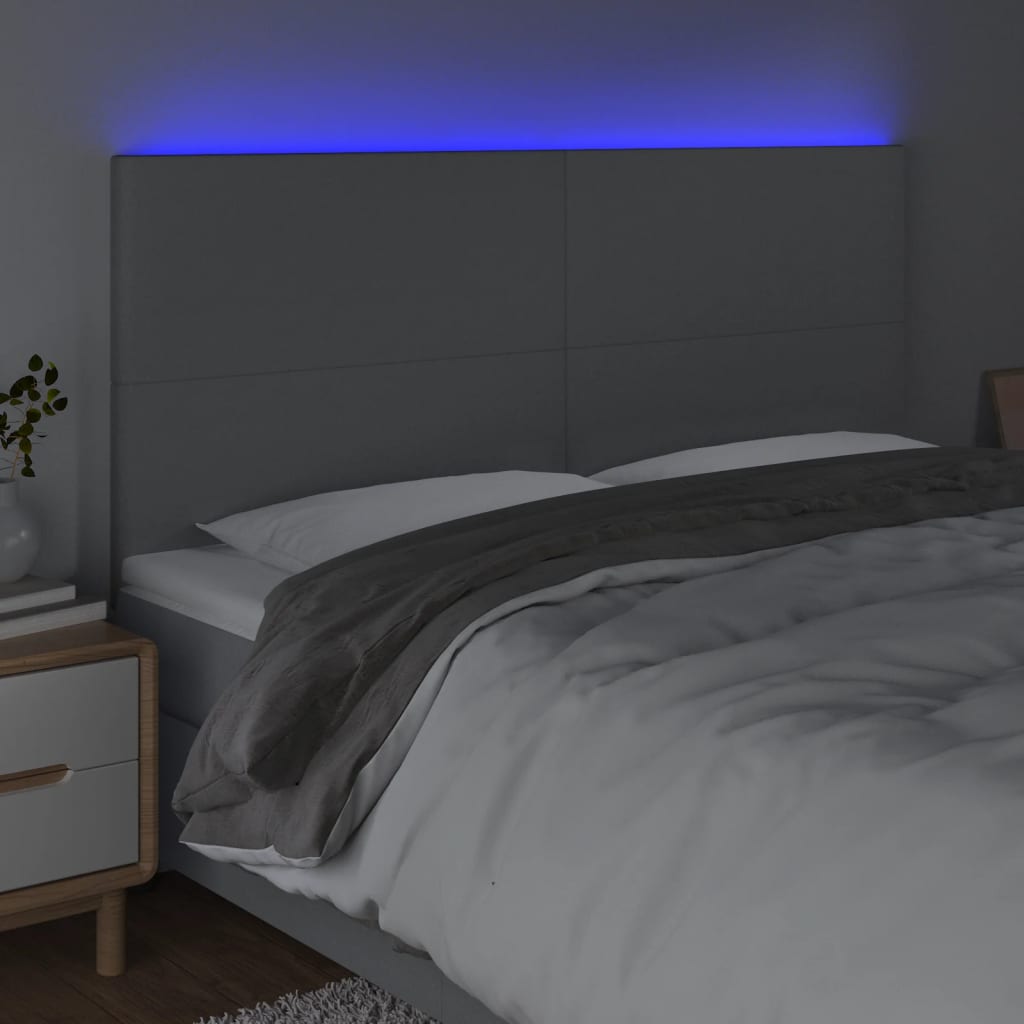 Tête de lit à LED Gris clair 200x5x118/128 cm Tissu - XIOS
