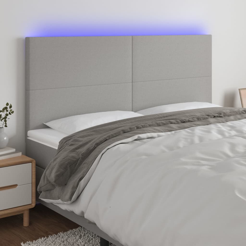 Tête de lit à LED Gris clair 200x5x118/128 cm Tissu - XIOS