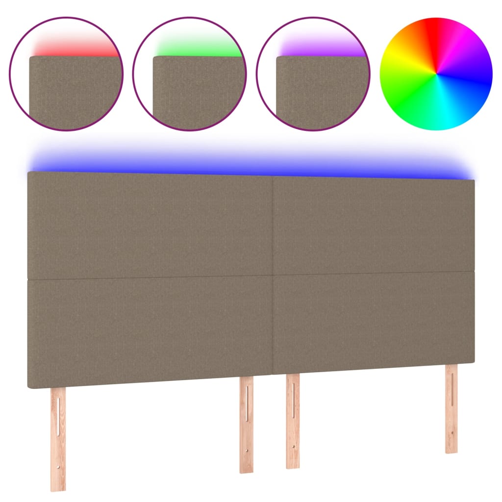 Tête de lit à LED Taupe 200x5x118/128 cm Tissu - XIOS