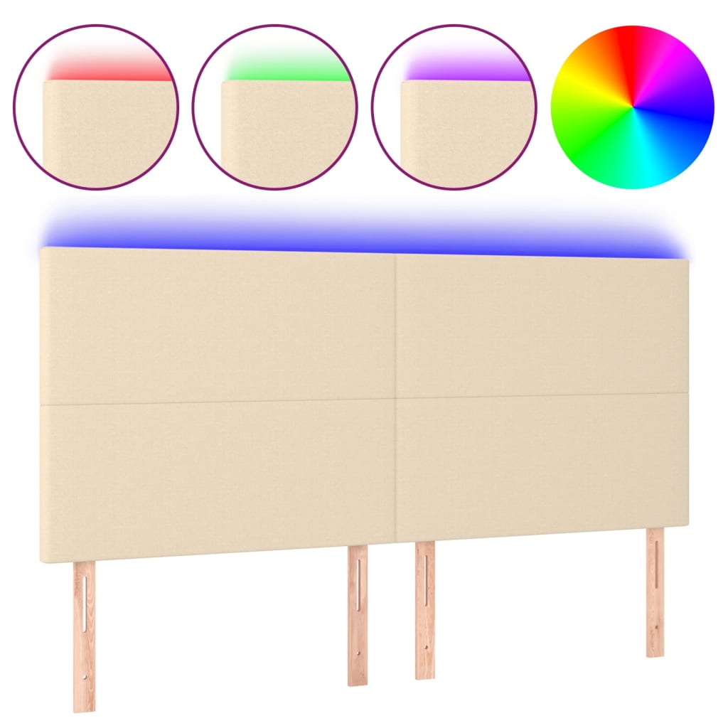 Tête de lit à LED Crème 200x5x118/128 cm Tissu - XIOS