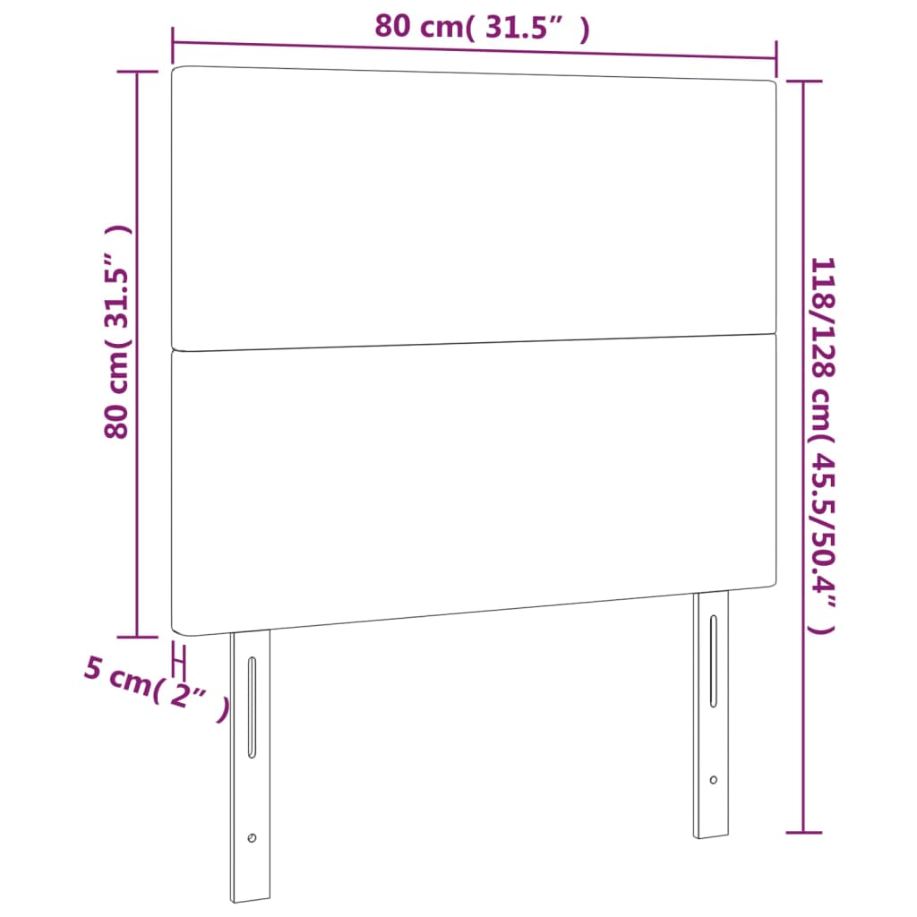 Tête de lit à LED Noir 80x5x118/128 cm Velours - XIOS