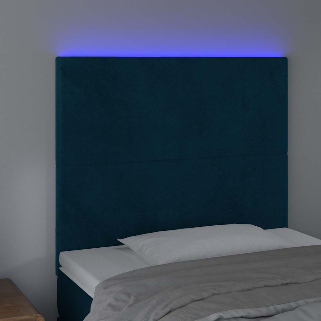 Tête de lit à LED Bleu foncé 80x5x118/128 cm Velours