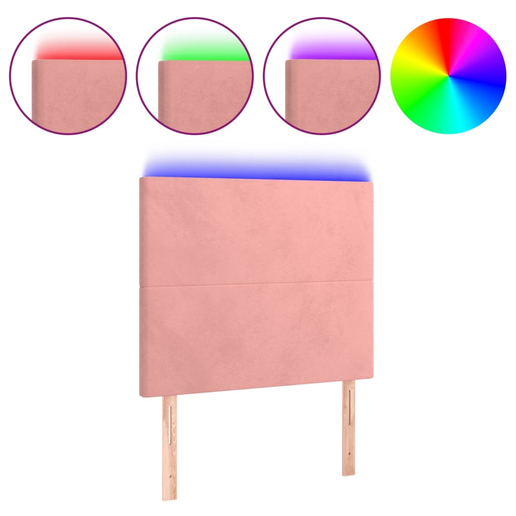 Tête de lit à LED Rose 80x5x118/128 cm Velours - XIOS
