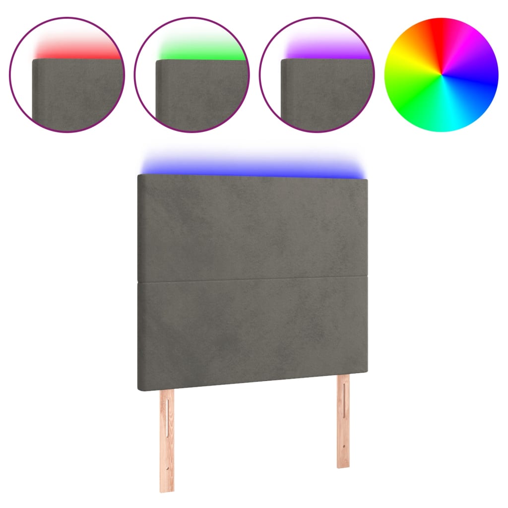 Tête de lit à LED Gris foncé 90x5x118/128 cm Velours - XIOS