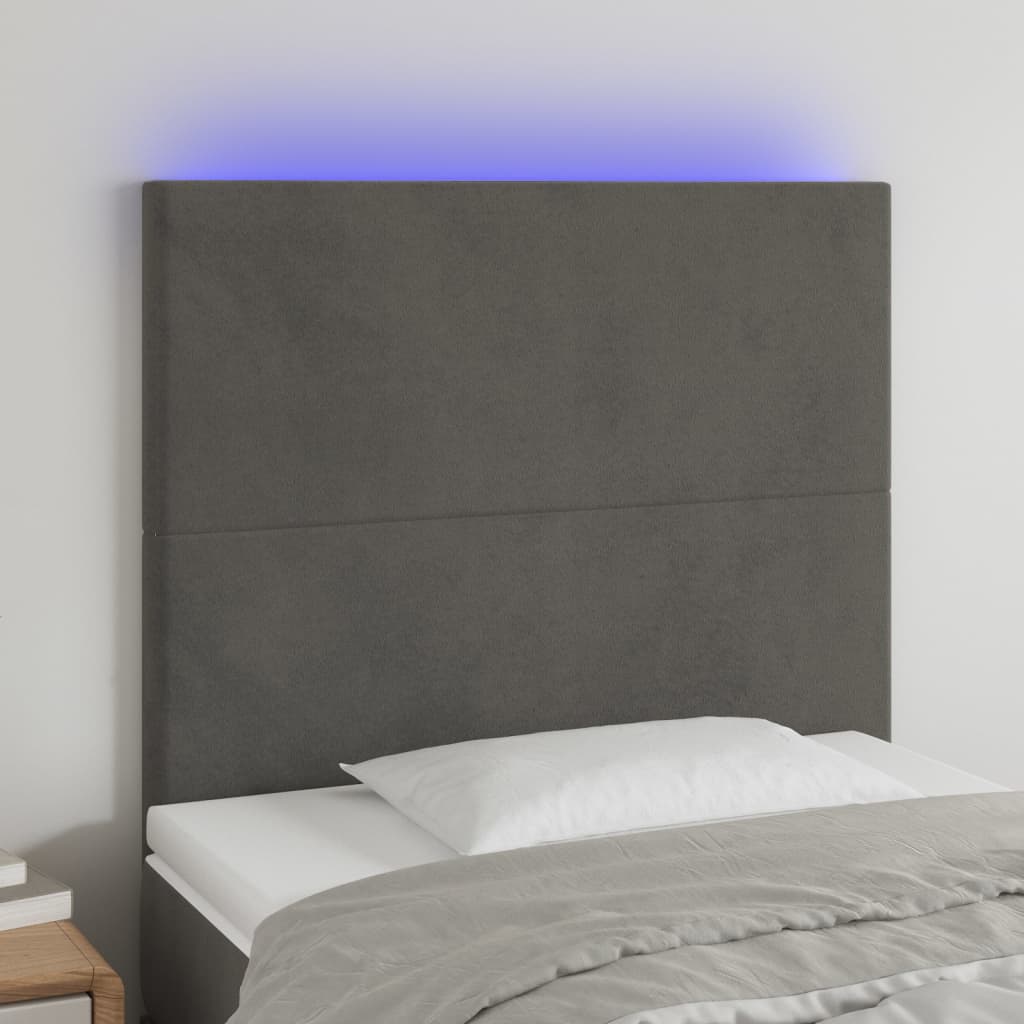 Tête de lit à LED Gris foncé 90x5x118/128 cm Velours - XIOS