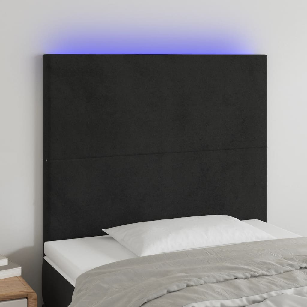 Tête de lit à LED Noir 90x5x118/128 cm Velours - XIOS