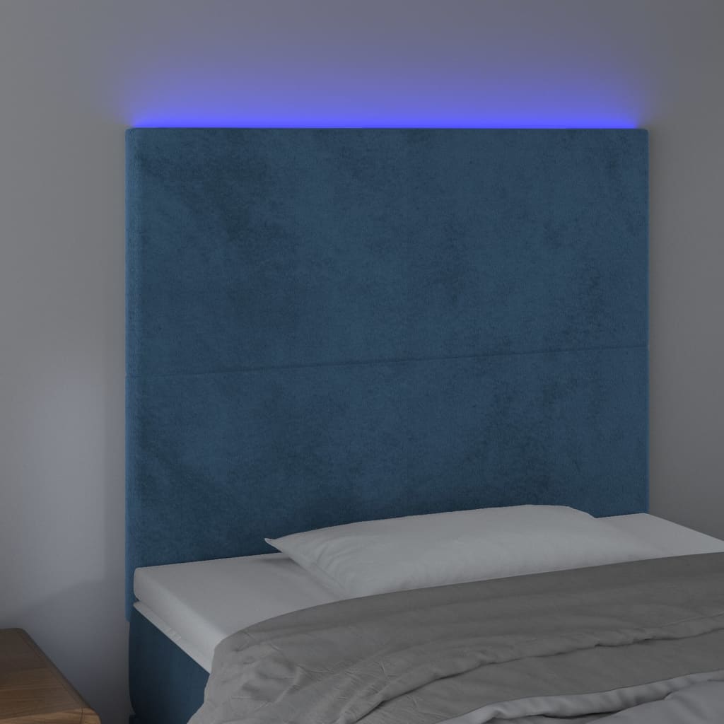 Tête de lit à LED Bleu foncé 90x5x118/128 cm Velours - XIOS