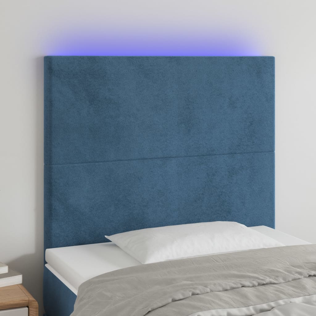 Tête de lit à LED Bleu foncé 90x5x118/128 cm Velours - XIOS