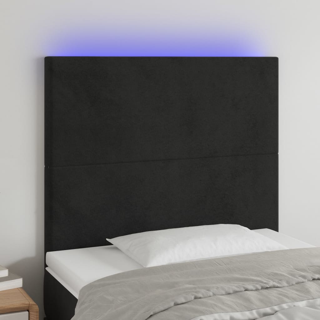 Tête de lit à LED Noir 100x5x118/128 cm Velours - XIOS