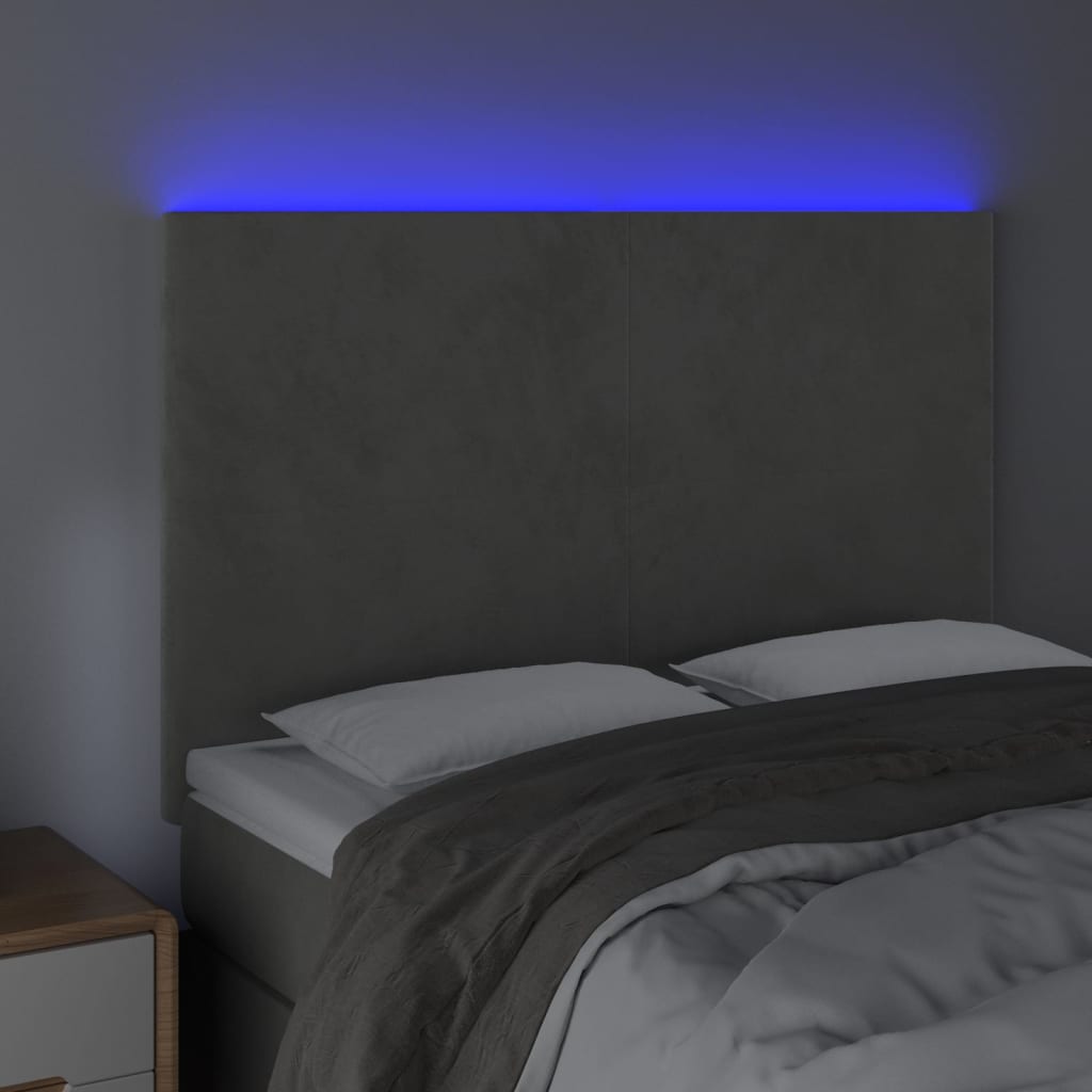Tête de lit à LED Gris clair 144x5x118/128 cm Velours - XIOS