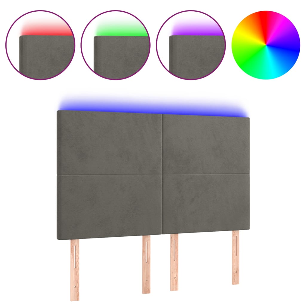 Tête de lit à LED Gris foncé 144x5x118/128 cm Velours - XIOS