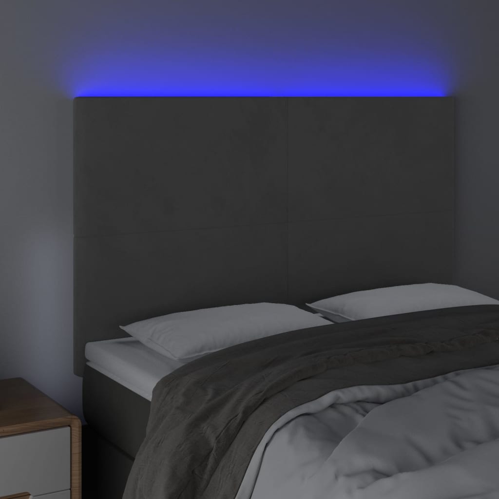 Tête de lit à LED Gris foncé 144x5x118/128 cm Velours - XIOS