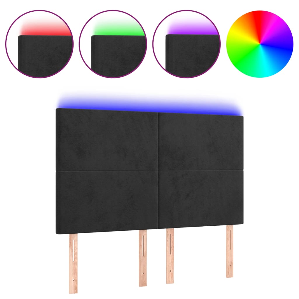 Tête de lit à LED Noir 144x5x118/128 cm Velours - XIOS