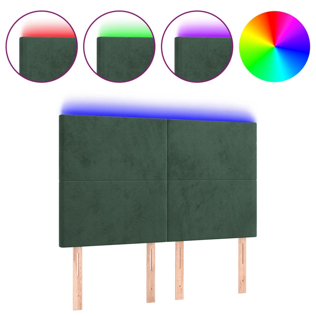 Tête de lit à LED Vert foncé 144x5x118/128 cm Velours - XIOS