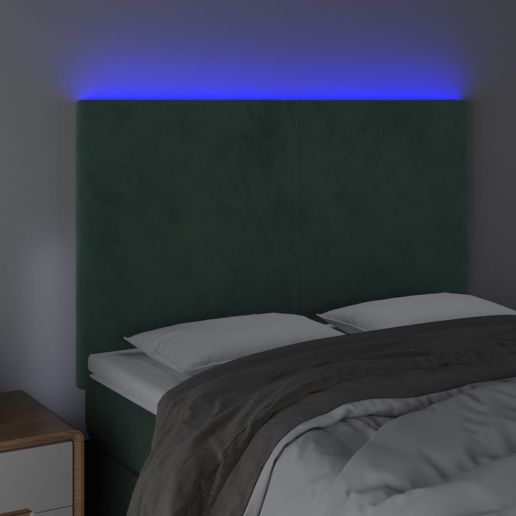 Tête de lit à LED Vert foncé 144x5x118/128 cm Velours - XIOS