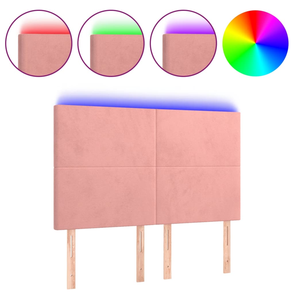Tête de lit à LED Rose 144x5x118/128 cm Velours - XIOS