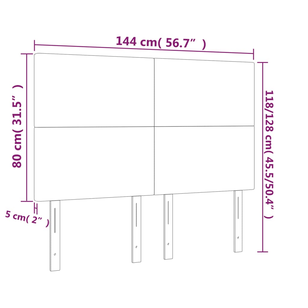 Tête de lit à LED Rose 144x5x118/128 cm Velours - XIOS