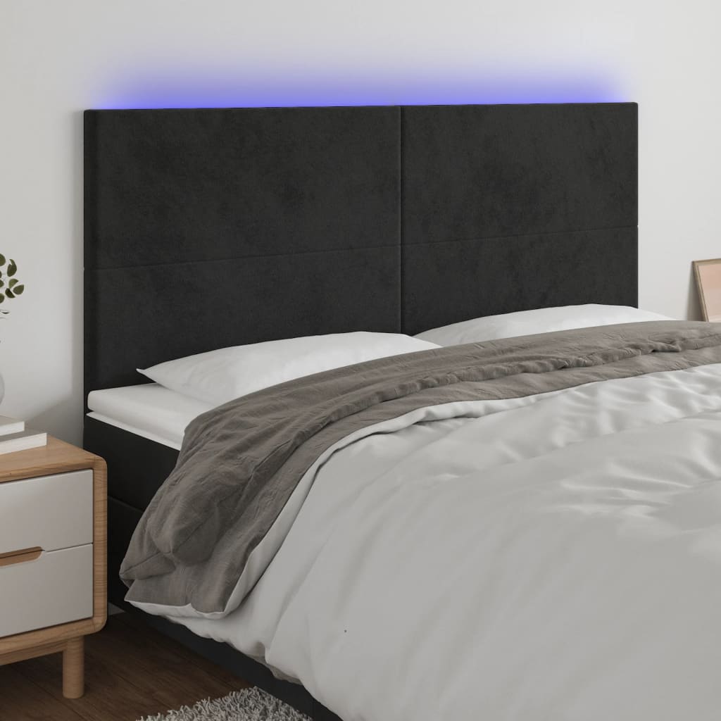 Tête de lit à LED Noir 160x5x118/128 cm Velours - XIOS