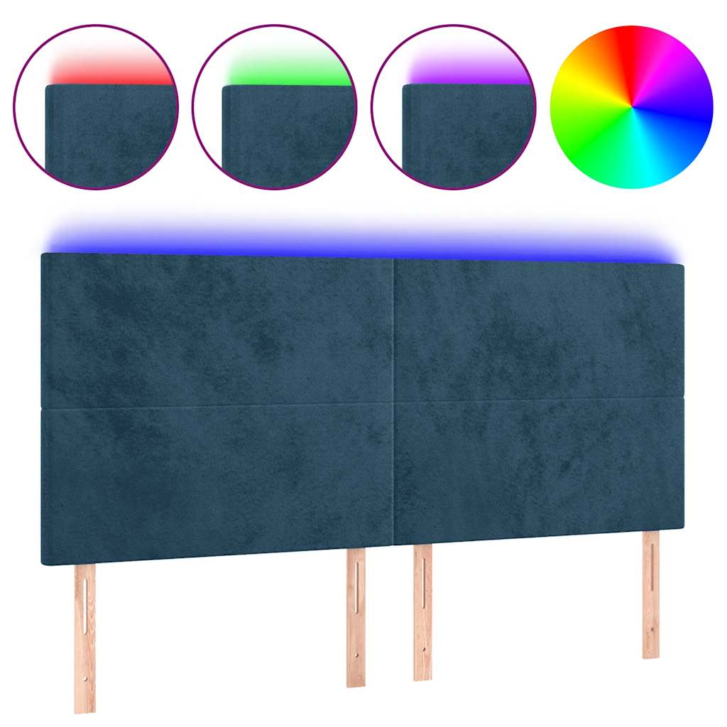 Tête de lit à LED Bleu foncé 160x5x118/128 cm Velours