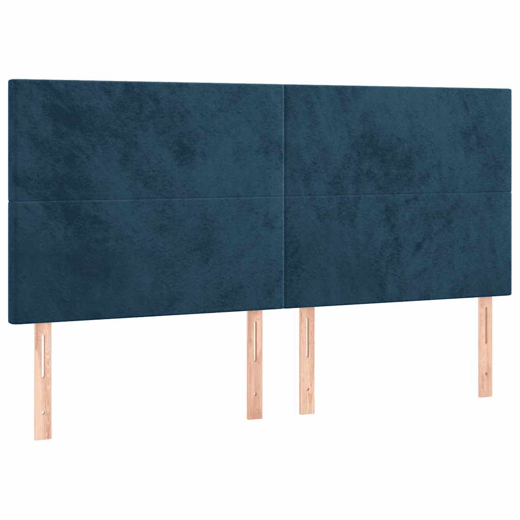 Tête de lit à LED Bleu foncé 160x5x118/128 cm Velours