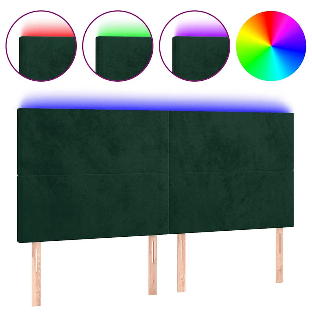 Tête de lit à LED Vert foncé 180x5x118/128 cm Velours - XIOS