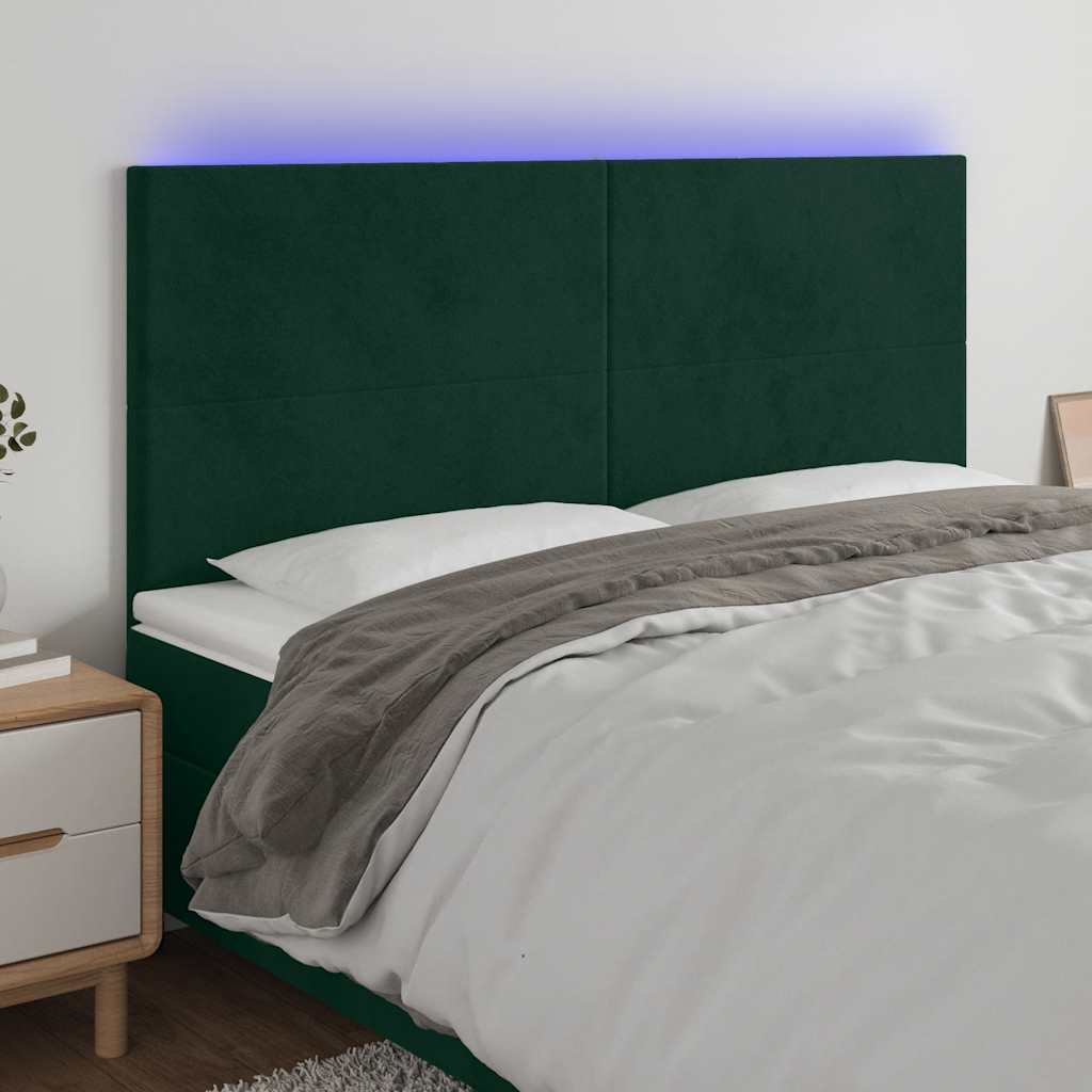 Tête de lit à LED Vert foncé 180x5x118/128 cm Velours - XIOS