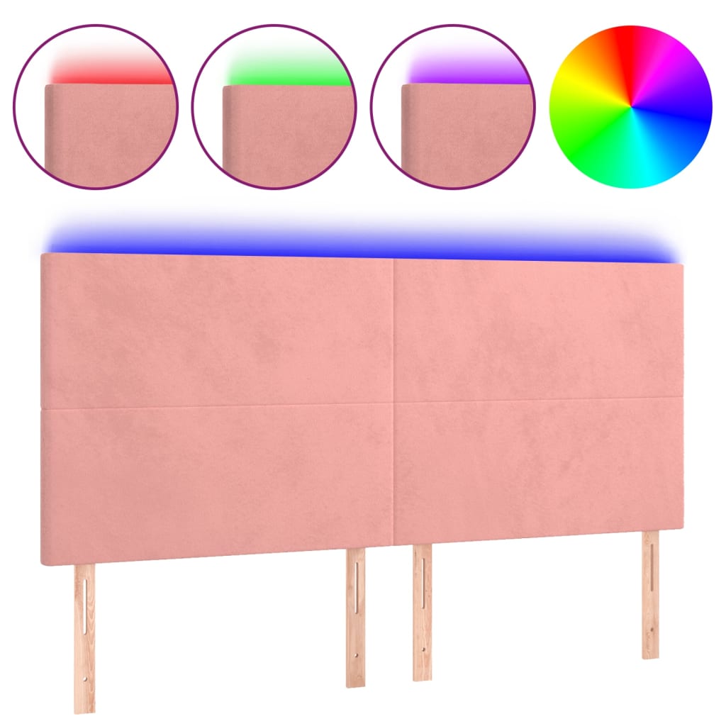 Tête de lit à LED Rose 180x5x118/128 cm Velours - XIOS