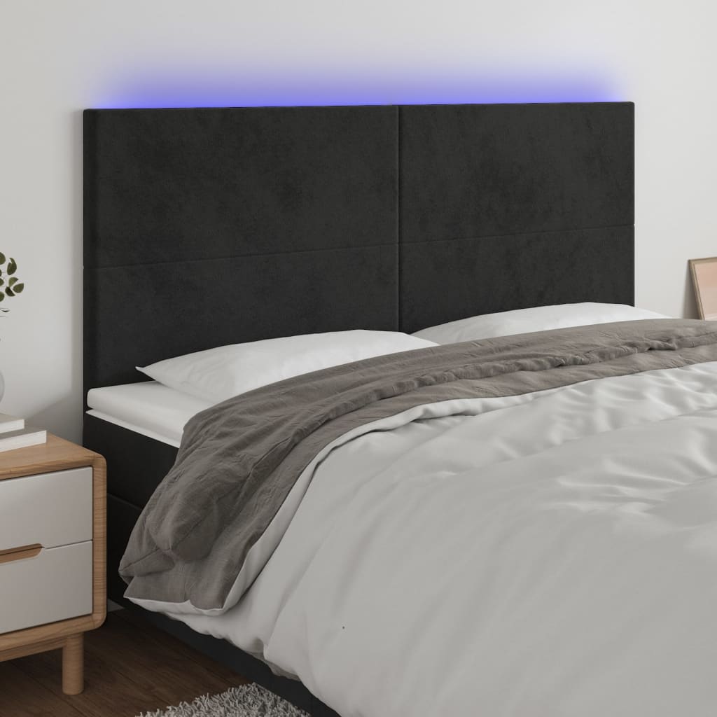 Tête de lit à LED Noir 200x5x118/128 cm Velours - XIOS