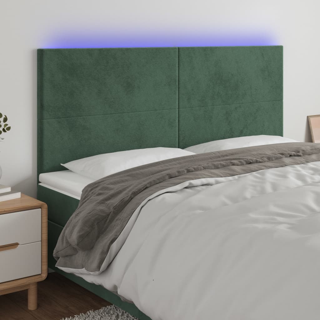 Tête de lit à LED Vert foncé 200x5x118/128 cm Velours - XIOS