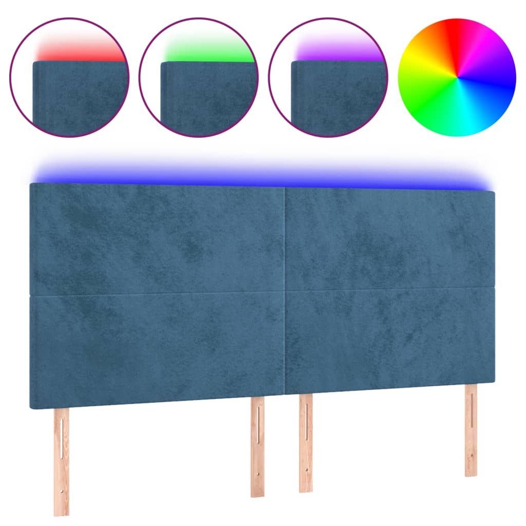 Tête de lit à LED Bleu foncé 200x5x118/128 cm Velours - XIOS
