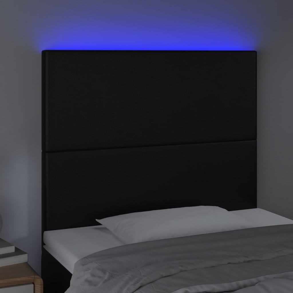 Tête de lit à LED Noir 80x5x118/128 cm Similicuir - XIOS