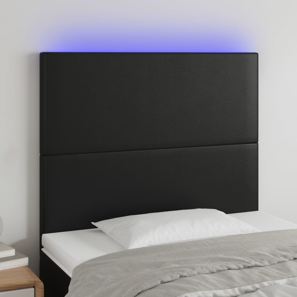 Tête de lit à LED Noir 80x5x118/128 cm Similicuir - XIOS