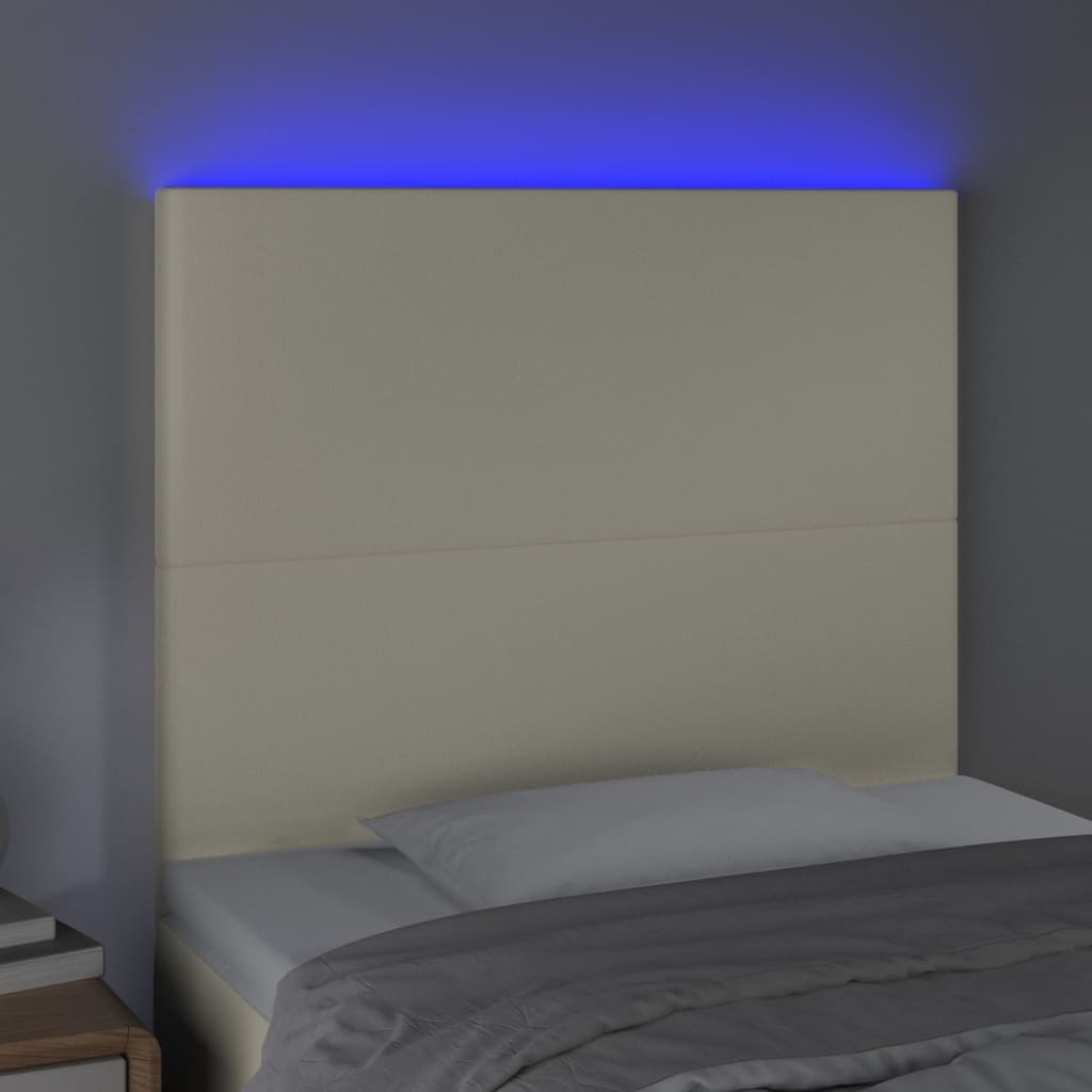 Tête de lit à LED Crème 80x5x118/128 cm Similicuir - XIOS