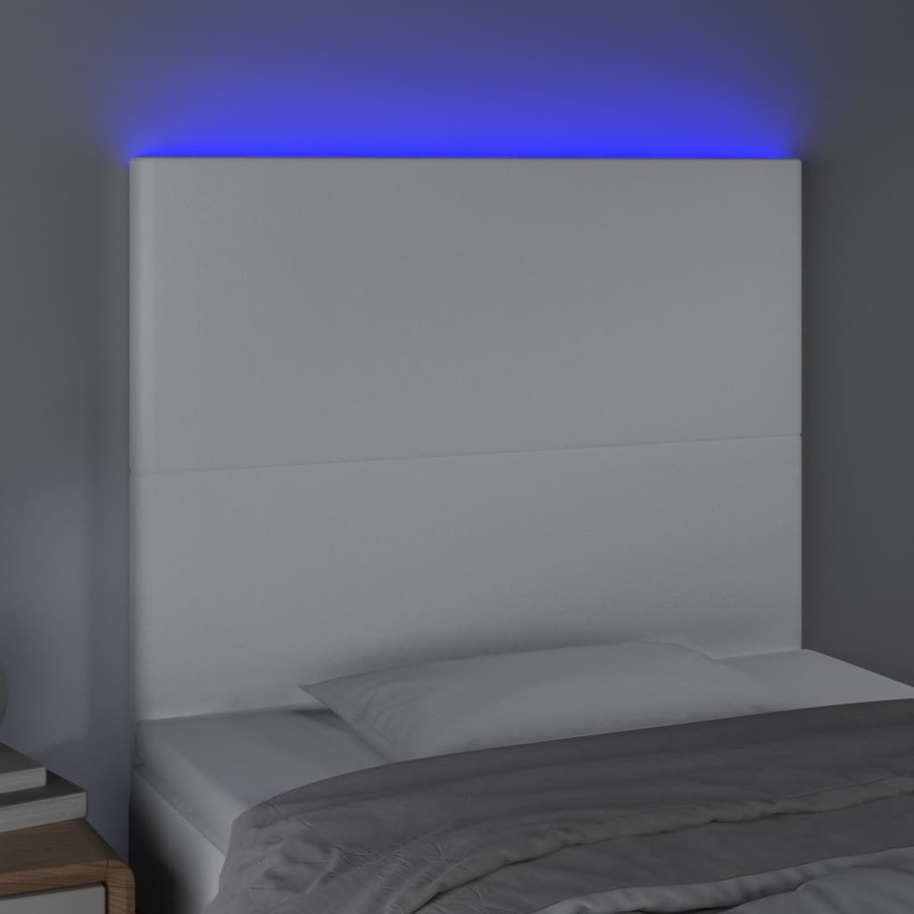Tête de lit à LED Blanc 90x5x118/128 cm Similicuir - XIOS