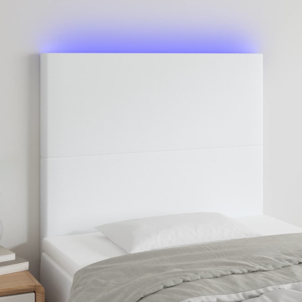 Tête de lit à LED Blanc 90x5x118/128 cm Similicuir - XIOS
