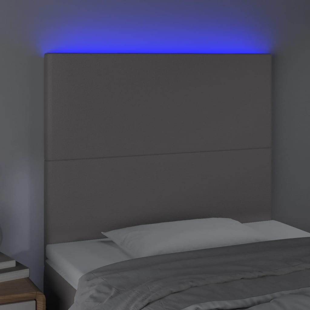 Tête de lit à LED Gris 90x5x118/128 cm Similicuir - XIOS