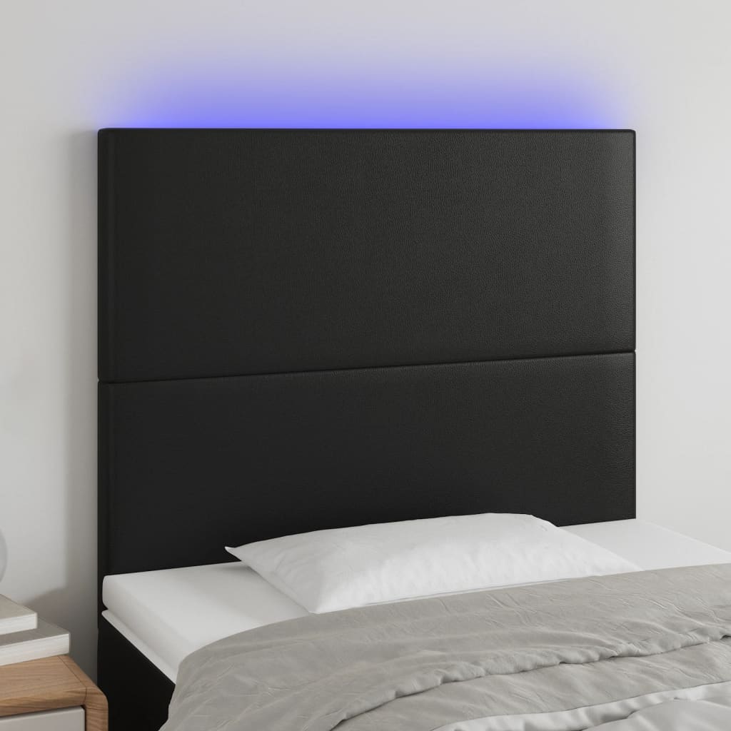 Tête de lit à LED Noir 100x5x118/128 cm Similicuir - XIOS