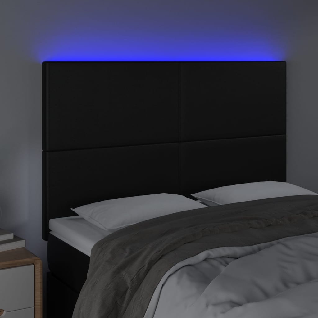Tête de lit à LED Noir 144x5x118/128 cm Similicuir - XIOS