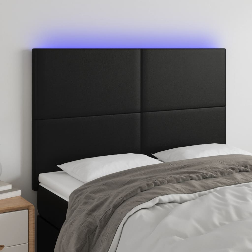 Tête de lit à LED Noir 144x5x118/128 cm Similicuir - XIOS