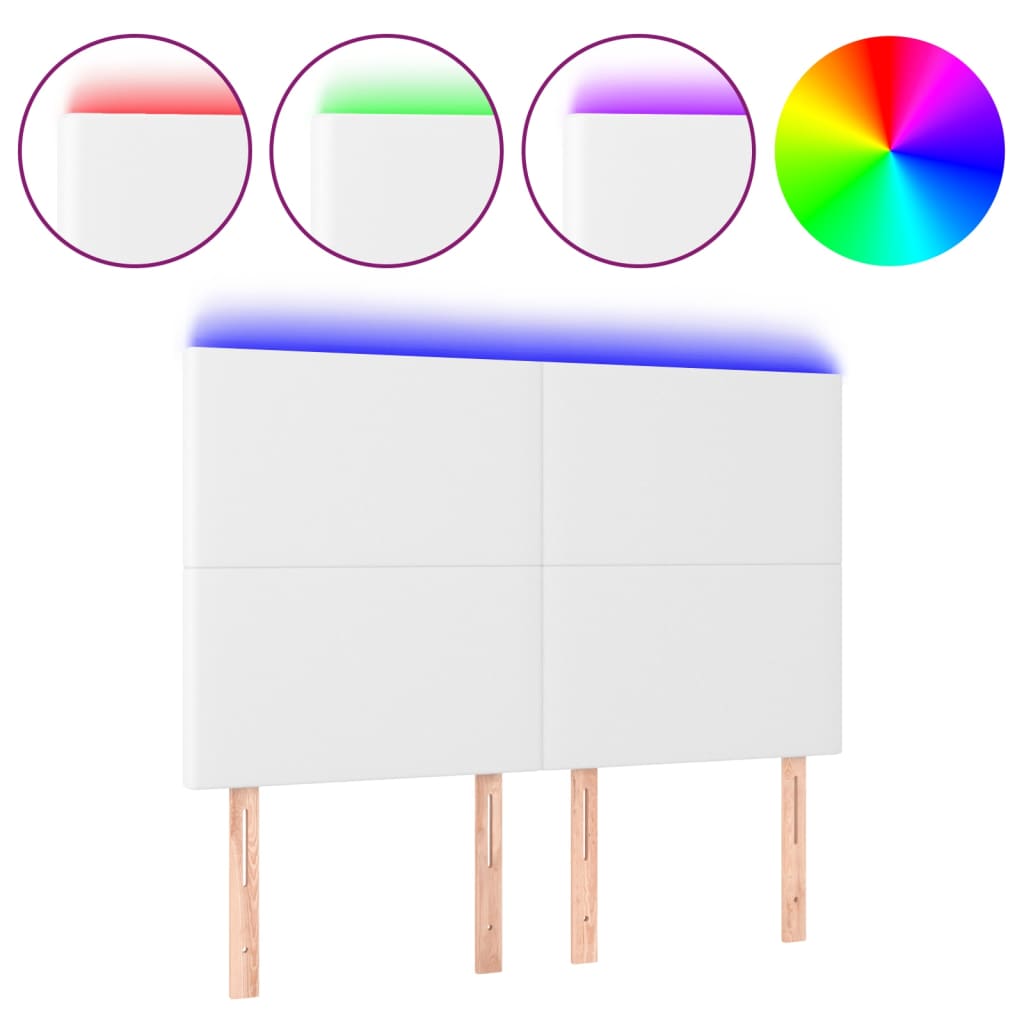 Tête de lit à LED Blanc 144x5x118/128 cm Similicuir - XIOS