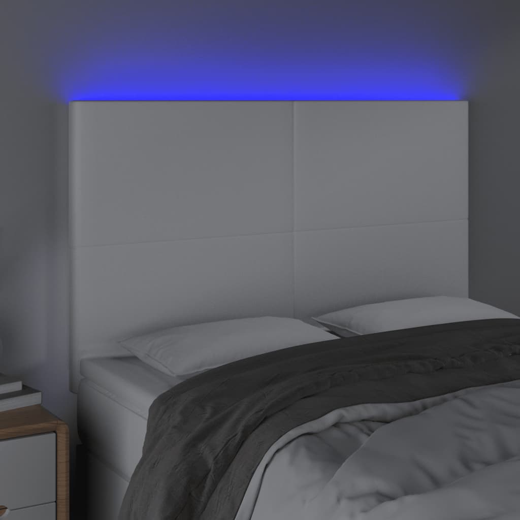 Tête de lit à LED Blanc 144x5x118/128 cm Similicuir - XIOS