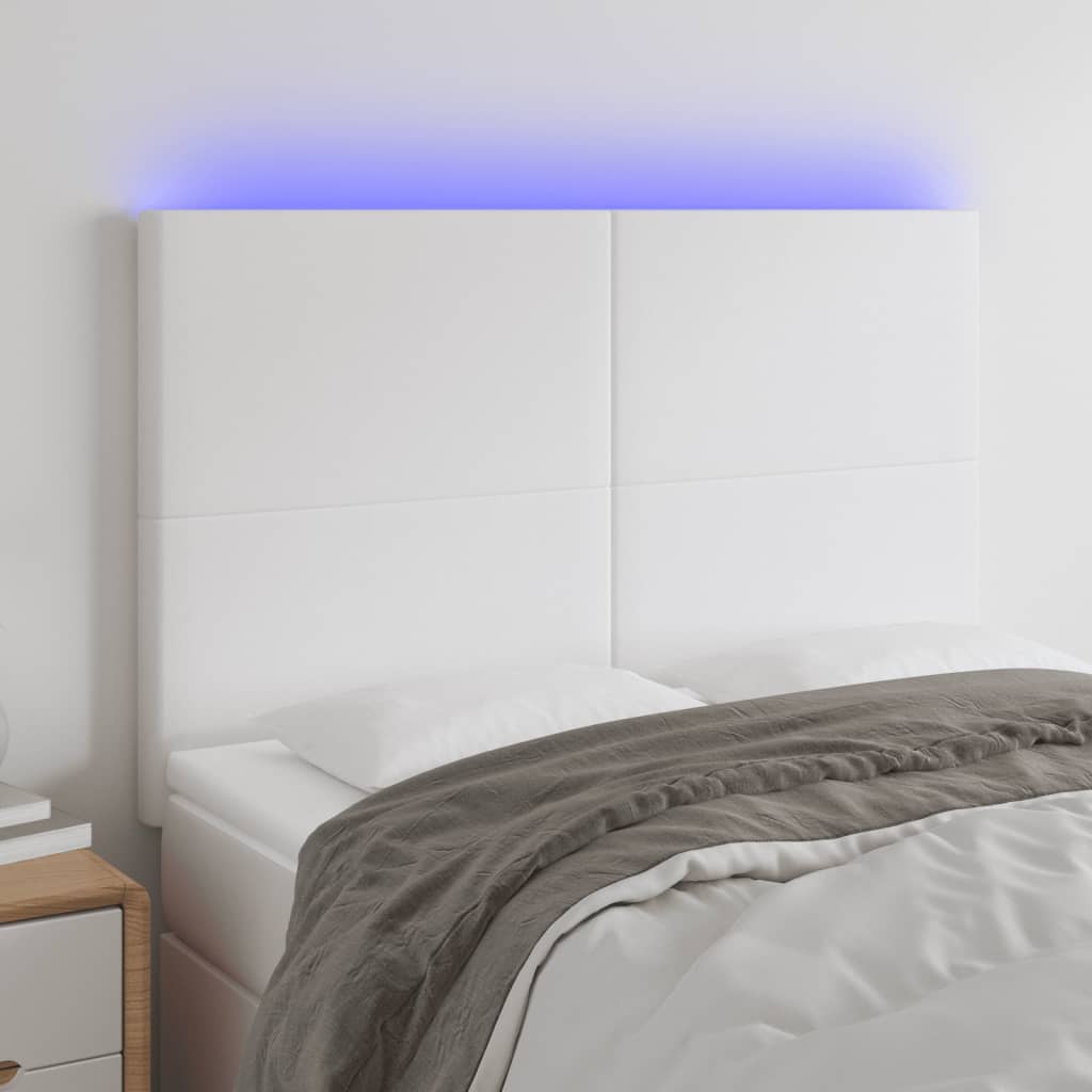 Tête de lit à LED Blanc 144x5x118/128 cm Similicuir - XIOS