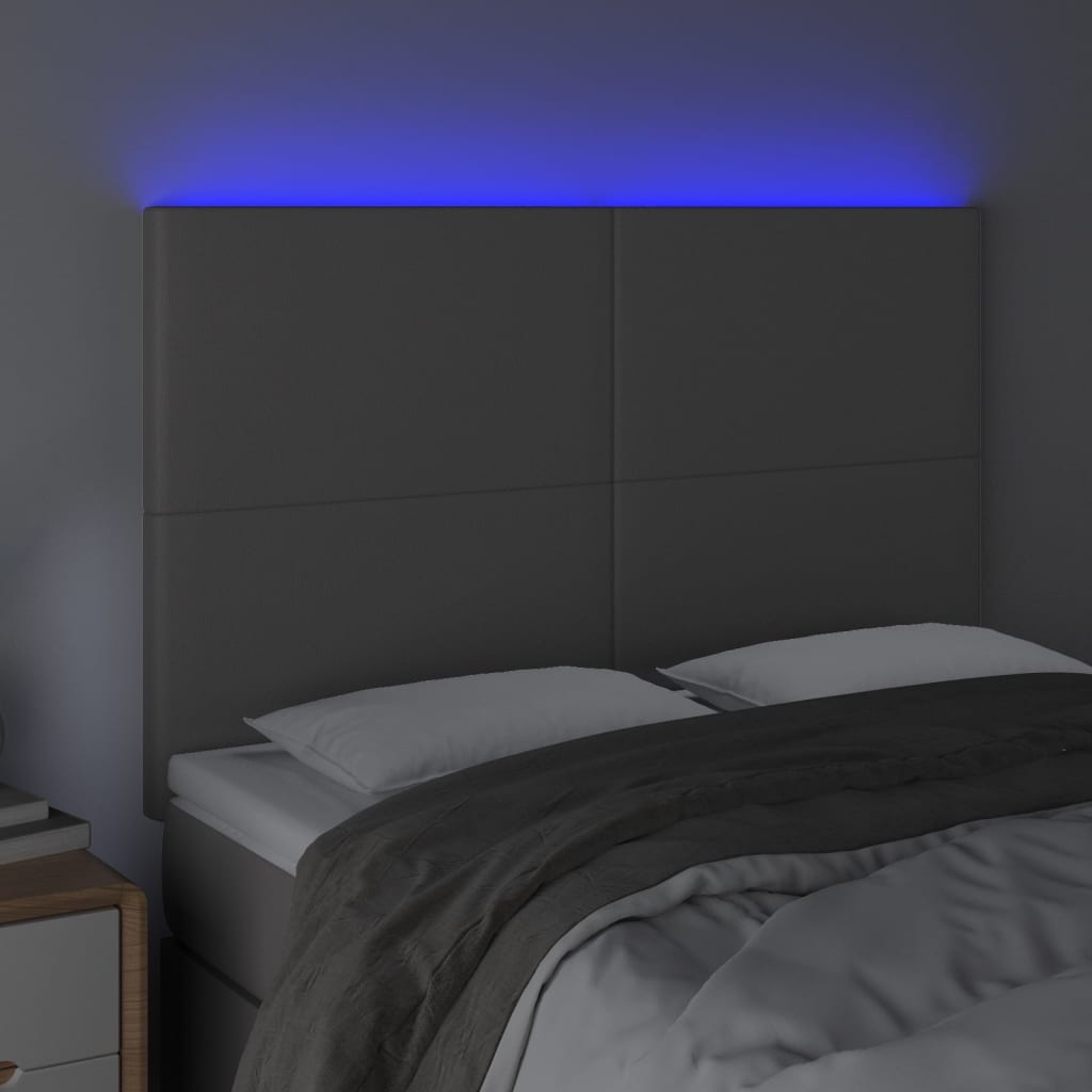 Tête de lit à LED Gris 144x5x118/128 cm Similicuir - XIOS