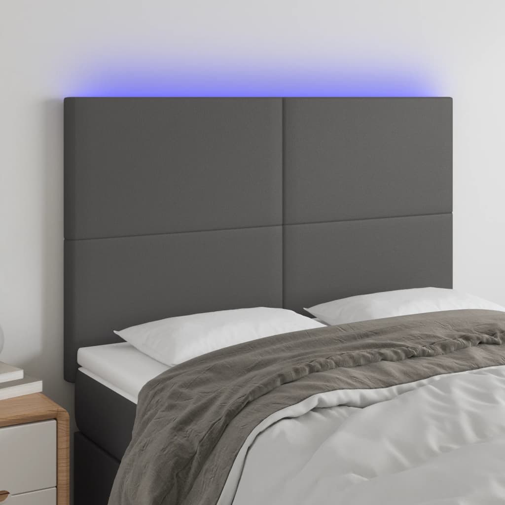 Tête de lit à LED Gris 144x5x118/128 cm Similicuir - XIOS