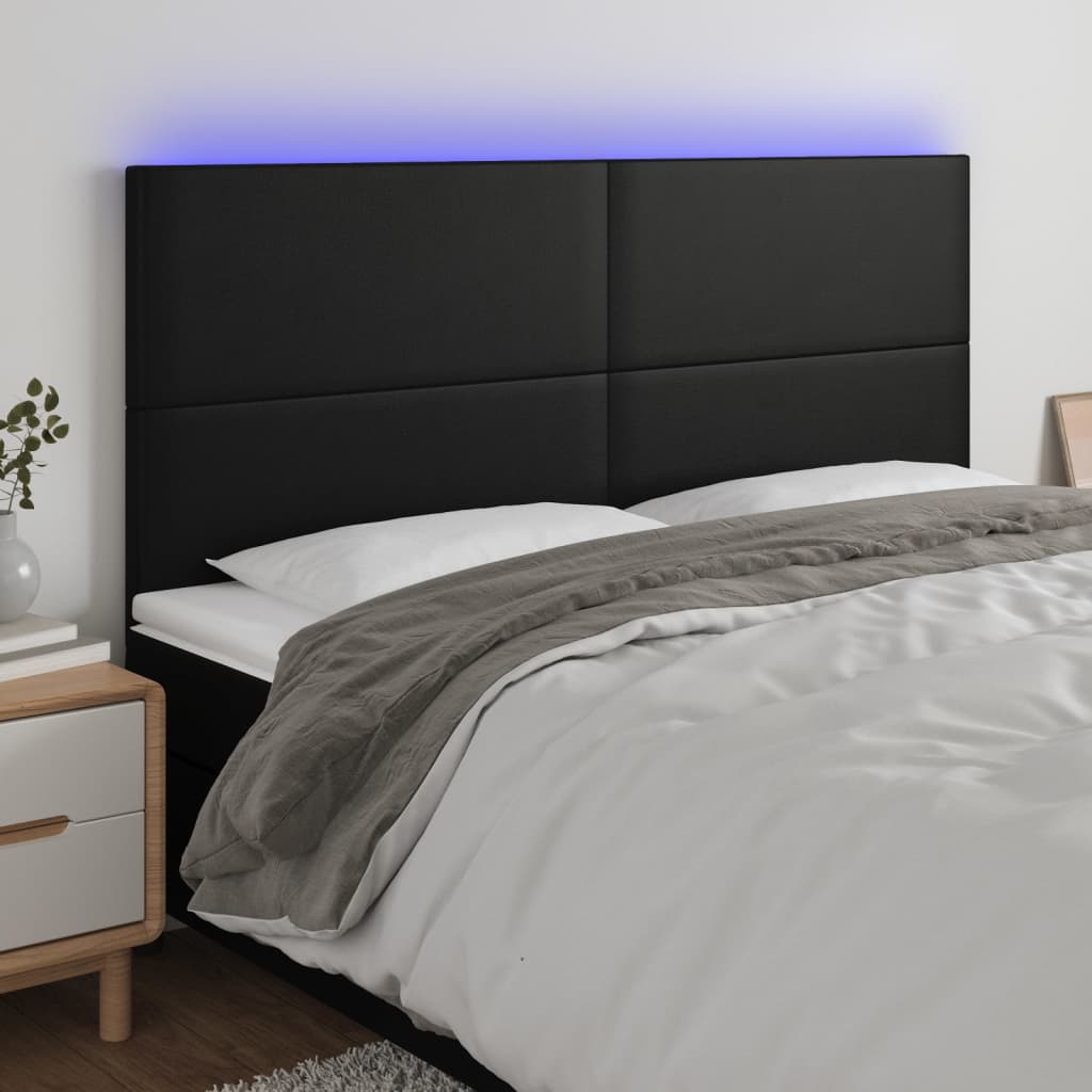 Tête de lit à LED Noir 160x5x118/128 cm Similicuir - XIOS