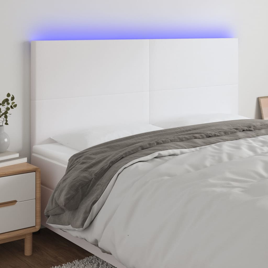 Tête de lit à LED Blanc 160x5x118/128 cm Similicuir - XIOS