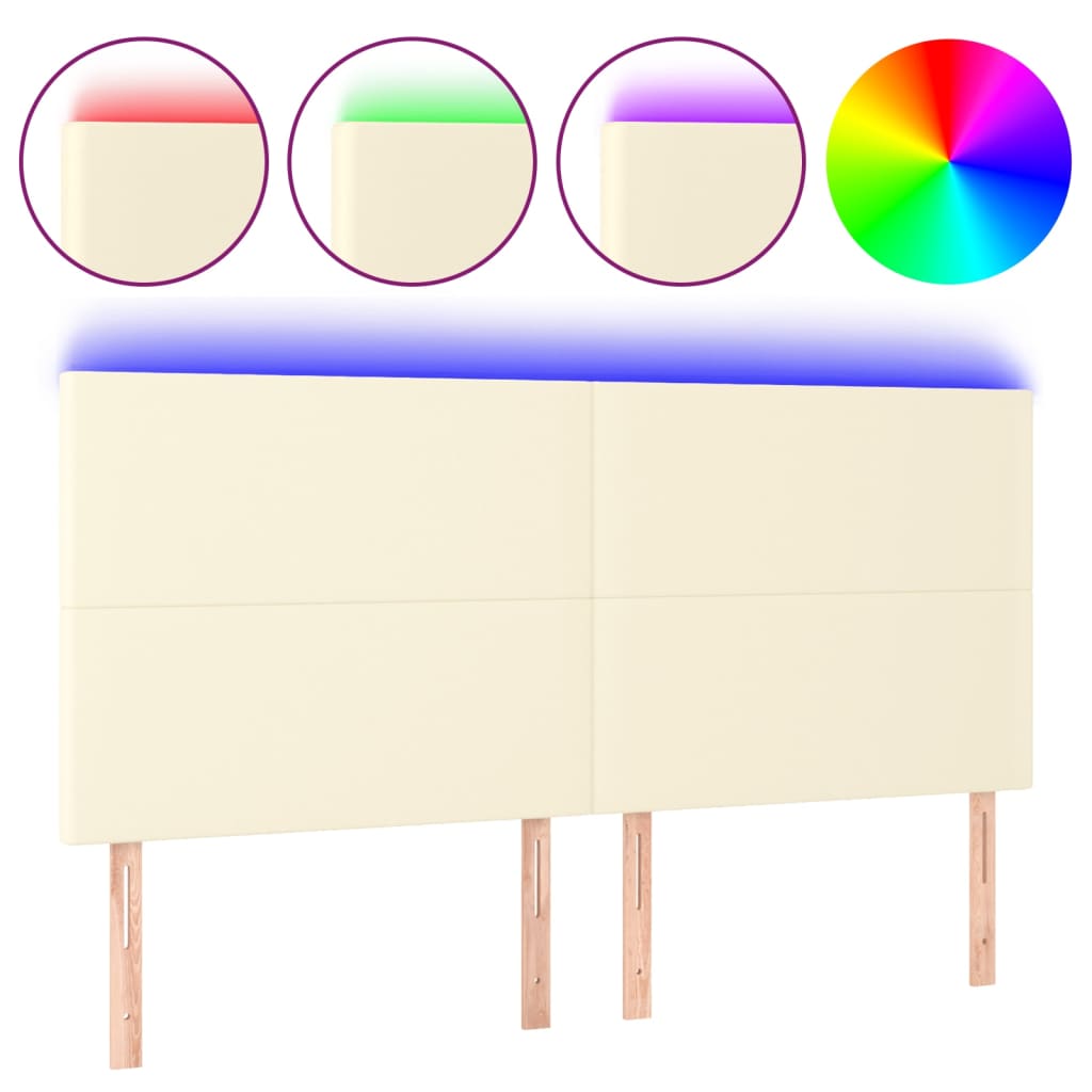 Tête de lit à LED Crème 160x5x118/128 cm Similicuir - XIOS