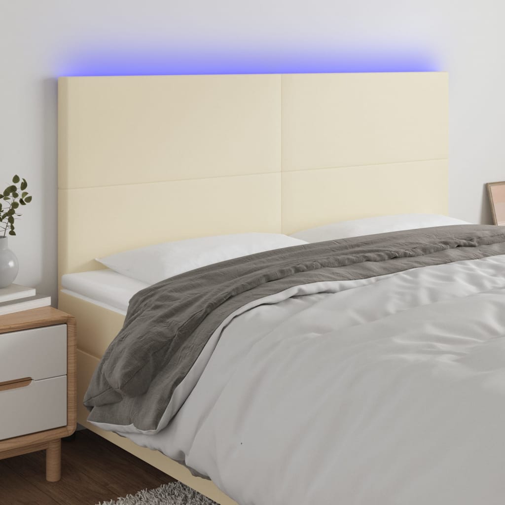 Tête de lit à LED Crème 160x5x118/128 cm Similicuir - XIOS