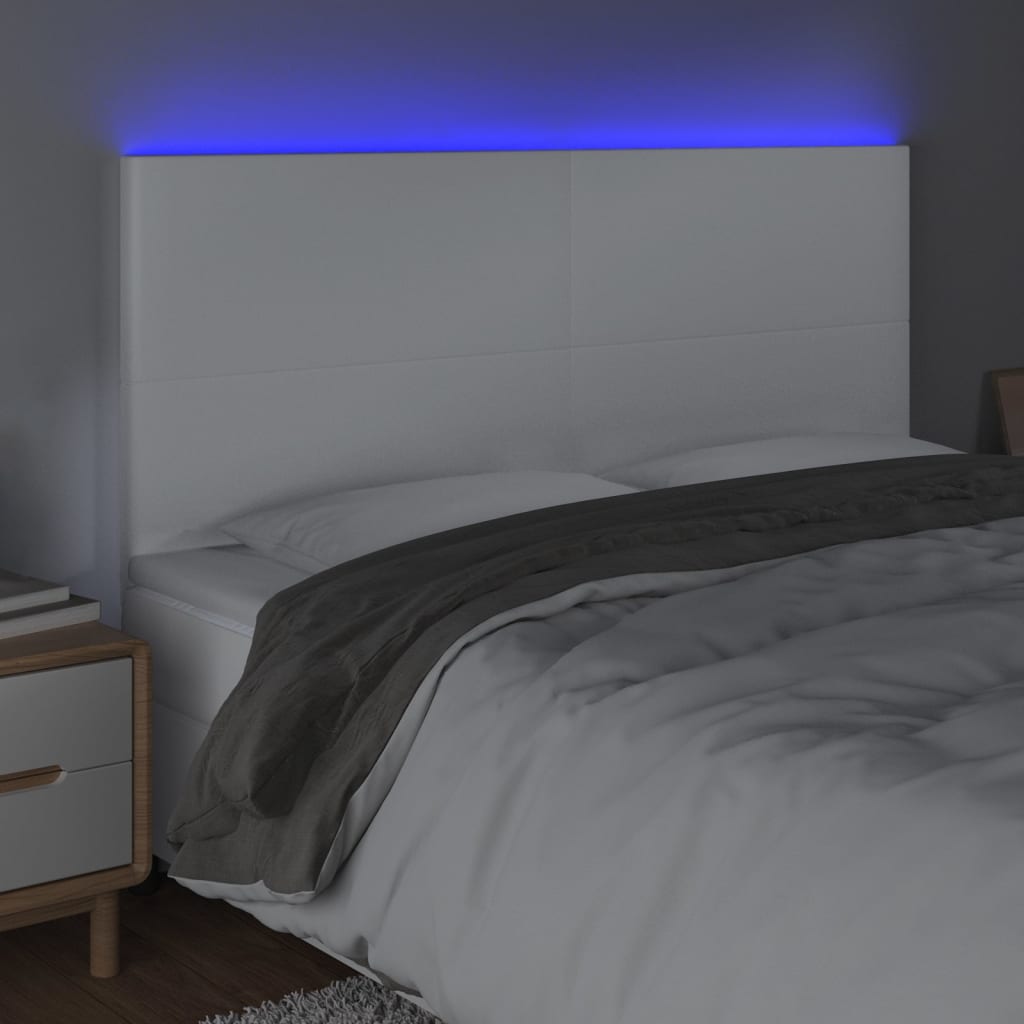 Tête de lit à LED Blanc 180x5x118/128 cm Similicuir - XIOS