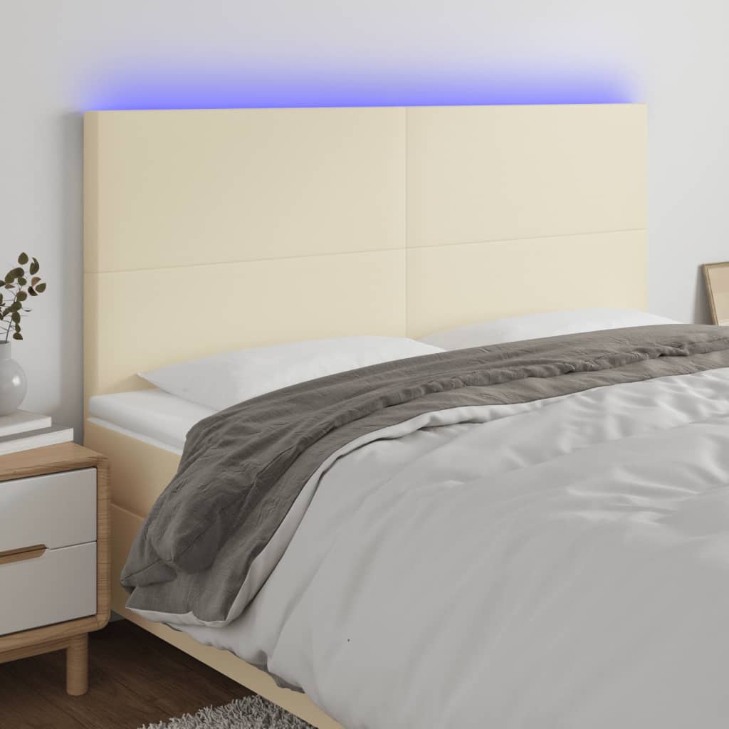 Tête de lit à LED Crème 180x5x118/128 cm Similicuir - XIOS